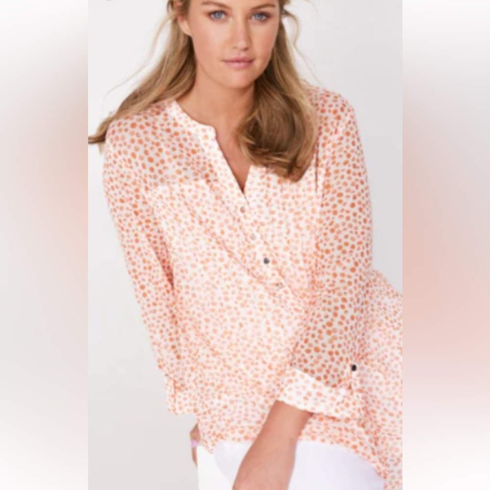 Roz & Ali Orange Polka Dot Blouse